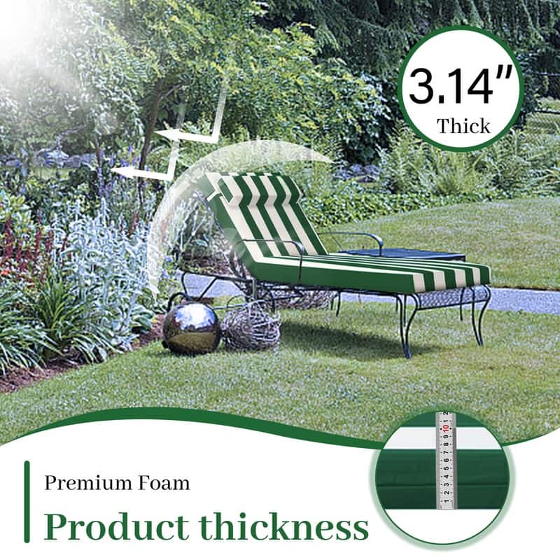 Outdoor Chaise Lounge Cushion, Thicken Waterproof Replacement Back Chaise Cushions for Pool, Sand Beach