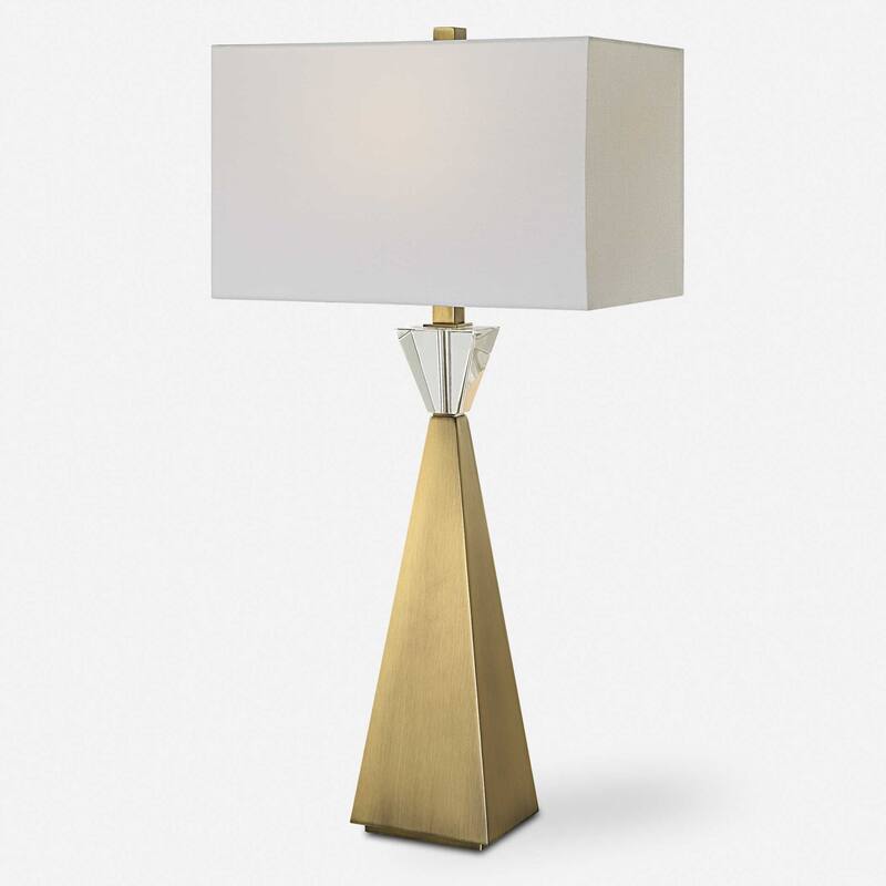 Tapered Base Table Lamp with Rectangular Shade - 31.75" - Brass Finish