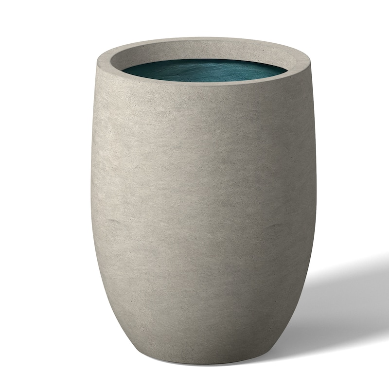 Concrete Round Planter Flower Pot with Drainage Holes - Natural Gray - 9 x 11.8 in