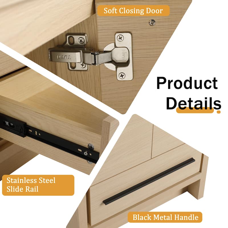 Malwee 24"/30"/36"/48"/60" Bathroom Vanity Without Sink, FreeStanding Vanity Cabinet with Soft Close Door and Drawer