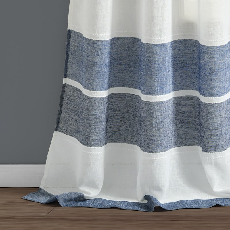 The Gray Barn Done Roamin Textured Stripe Sheer Window Curtain Panel Pair - 84" x 38" - 84" x 38"