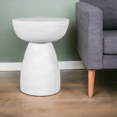 22" White Distressed Solid Wood Round End Table - 22