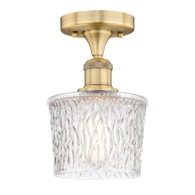 Innovations Lighting Edison Niagra - 1 Light 7" Semi-Flush Mount - Clear/Brushed Brass