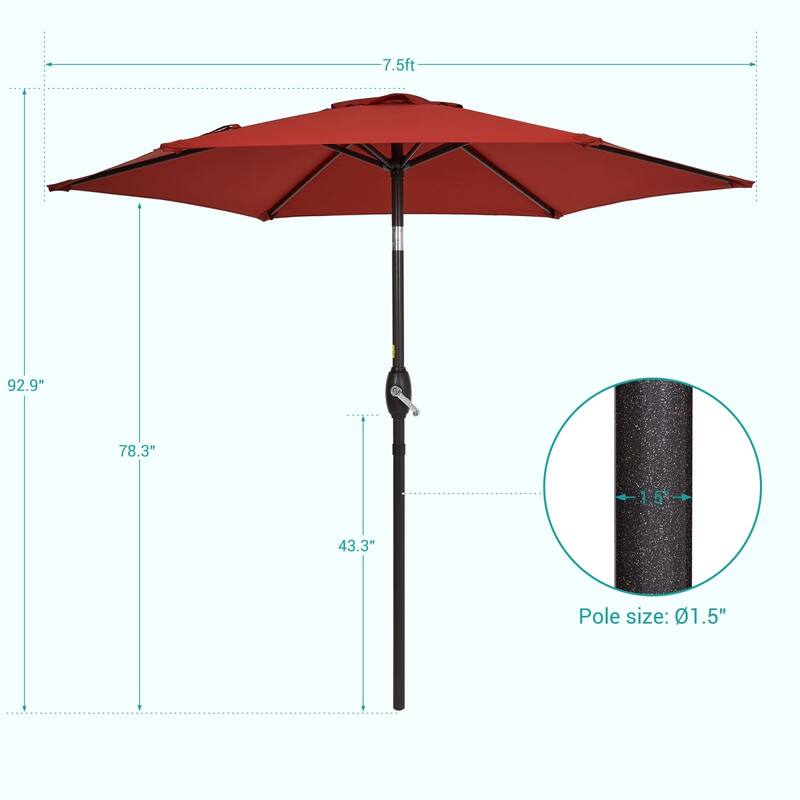 Bonosuki 7.5-foot Waterproof Sunshade Canopy Patio Umbrella