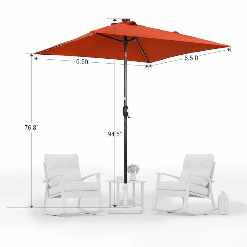 LIVOOSUN 6.5×6.5FT LED Square Patio Umbrella with UPF50+, Tilt Function, and Wind-Resistant Design——Experience Outdoor Comfort