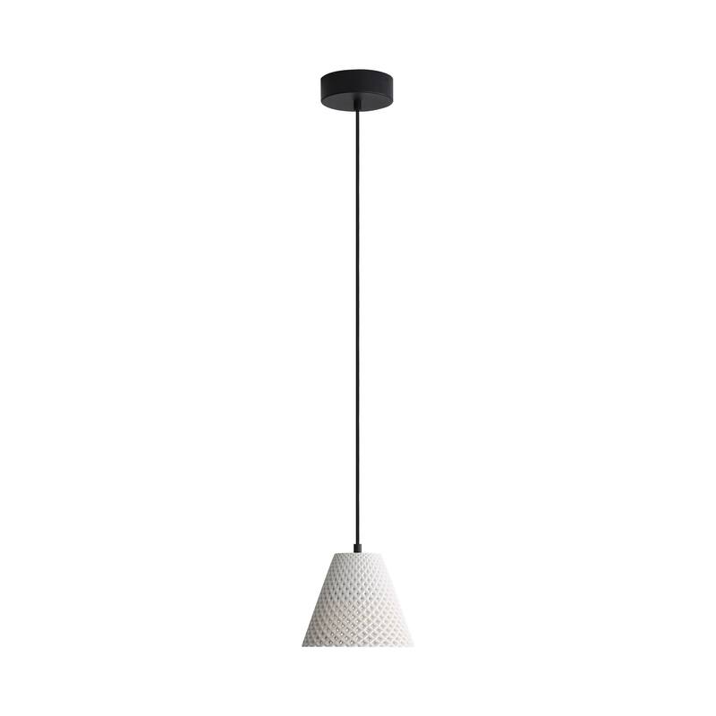 Clarus 8" LED Pendant in White Sandstone Cement - Silver
