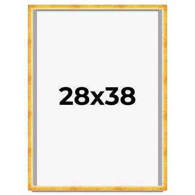28x38 Shadow Box Frame Gold | 1.625 Inches Deep Real Wood Traditional