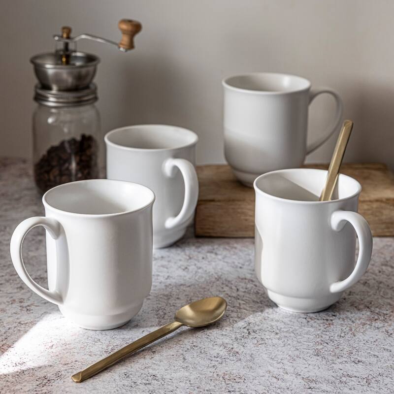 over&back Rimmed 16oz Semi-Matte Stoneware Mugs, Set of 4
