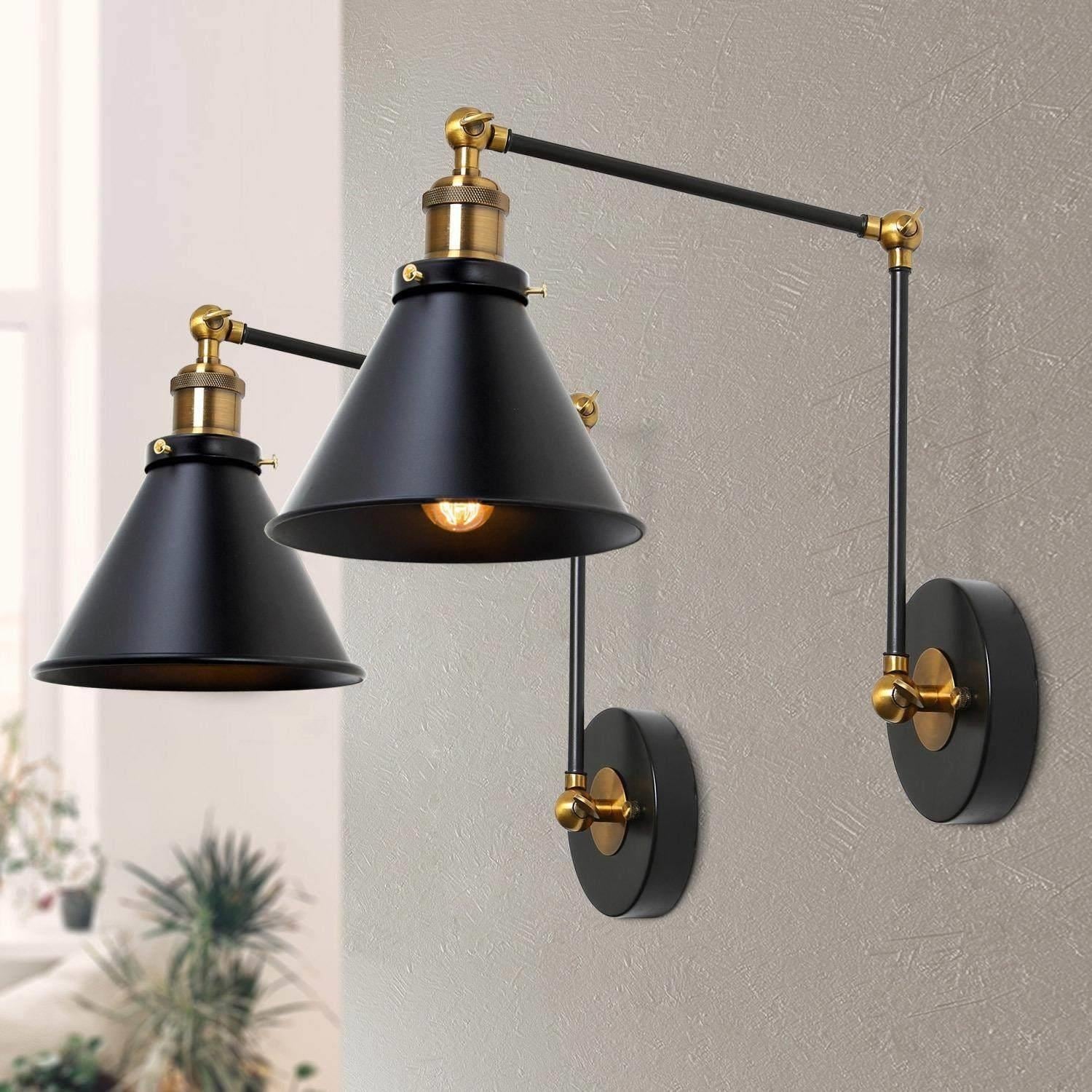 Articulating wall outlet sconce hardwired