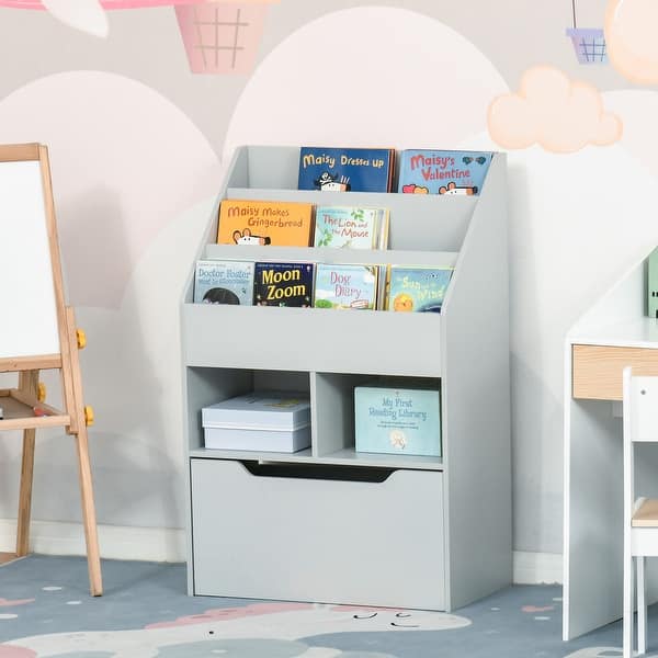 slide 2 of 27, HOMCOM Kids Bookcase Multi-Shelf Rack Organizer with Storage Drawer - 23.5" x 11.75" x 35.5"