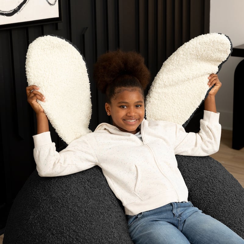 Raven-Symoné Home HopSeat Bunny - Oval Shaped Large Bean Bag Chair with Ears, Ultra Soft Shearling