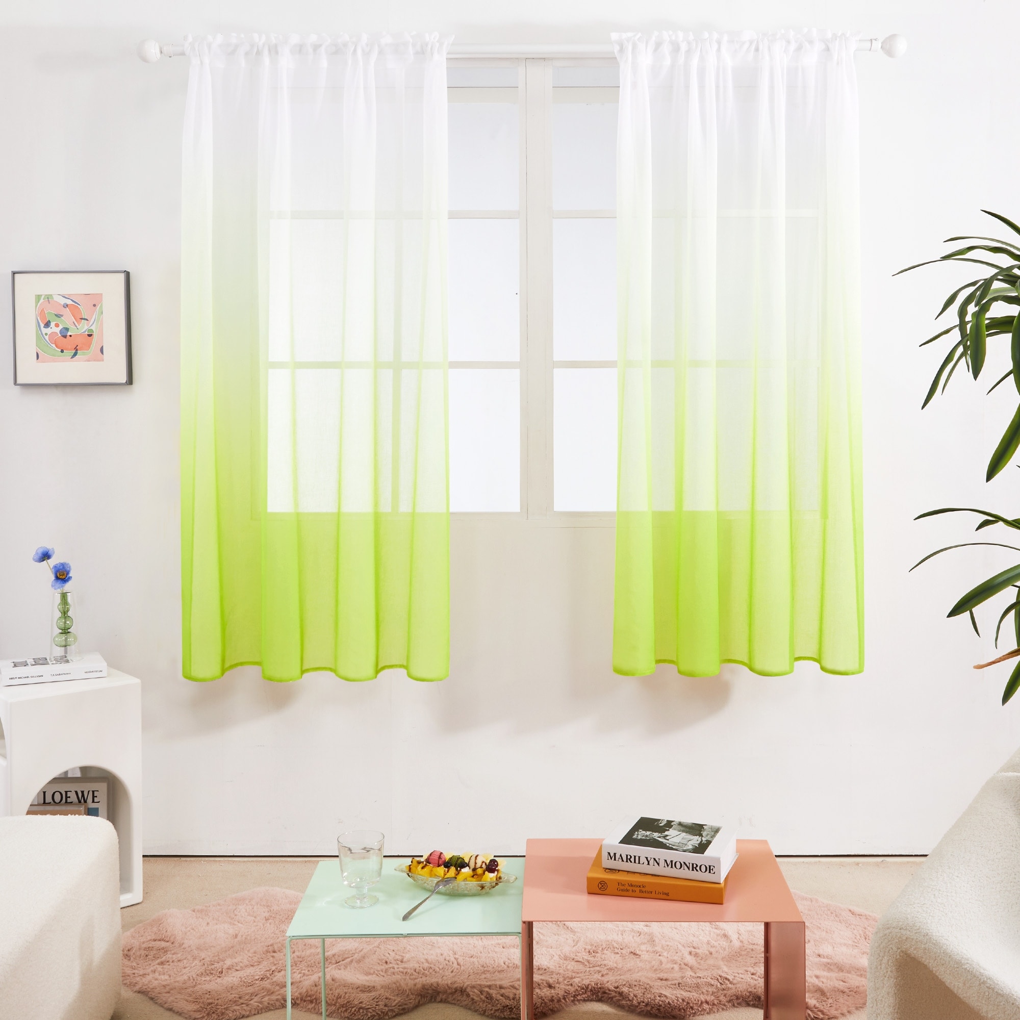 Deconovo Ombre Sheer Curtain Panel Pair(2 Panel)