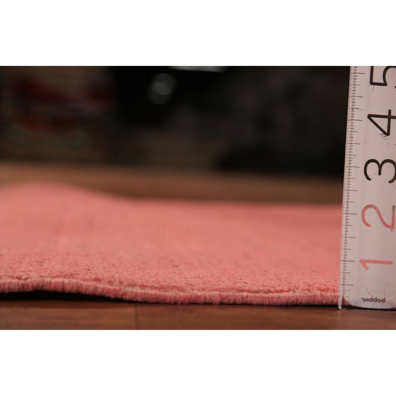 Pink Gabbeh Modern Rug Hand-Knotted Pink Wool Carpet - 2'9" x 3'11"