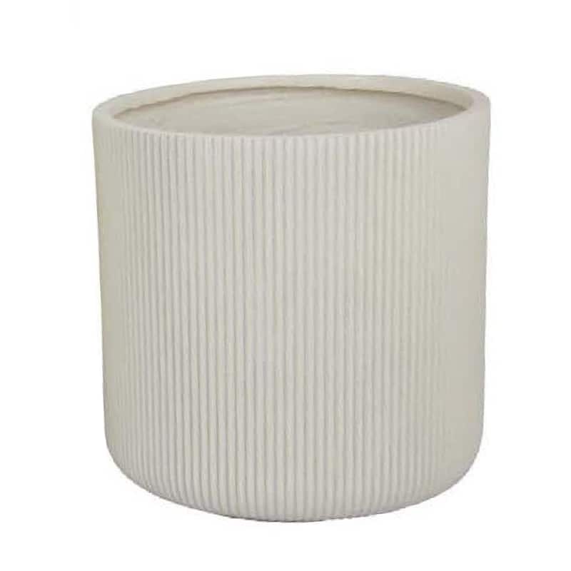 Elly Round Planter Set of 3, Vertical White Resin 18, 13, 9 Inch