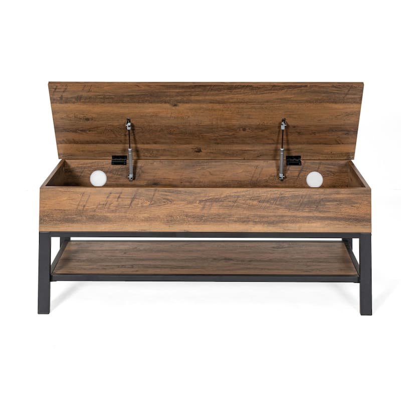 Farmhouse Entryway Bench with Hinged Lift Top and Storage