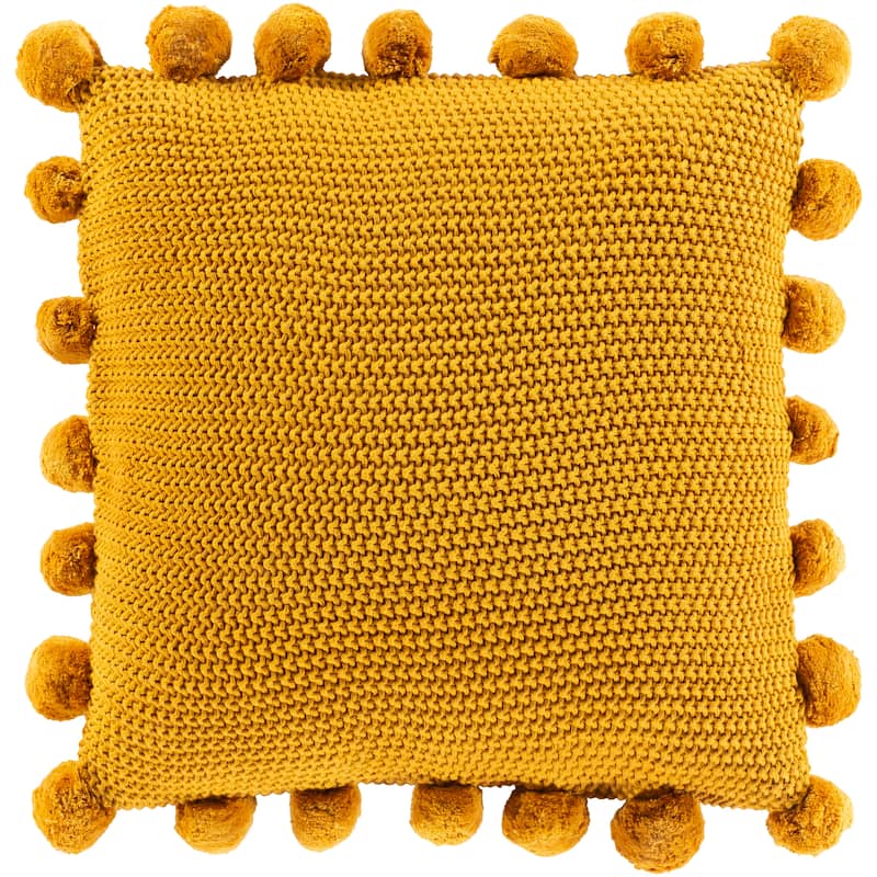 Livabliss Pam Knitted Pom Pom 18-inch Throw Pillow