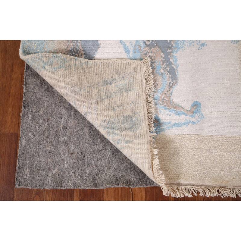 Striped Modern Abstract Foyer Rug Hand-Knotted Wool Carpet - 2'8" x 4'11"