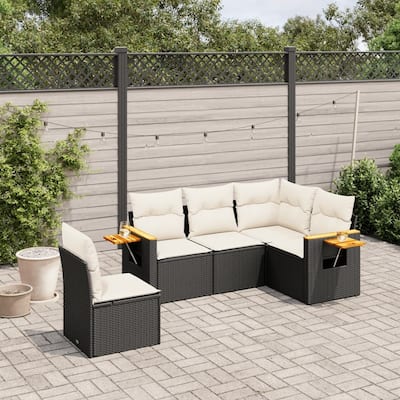 vidaXL Patio Sofa Set with Cushions Outdoor Conversation Furniture Poly Rattan