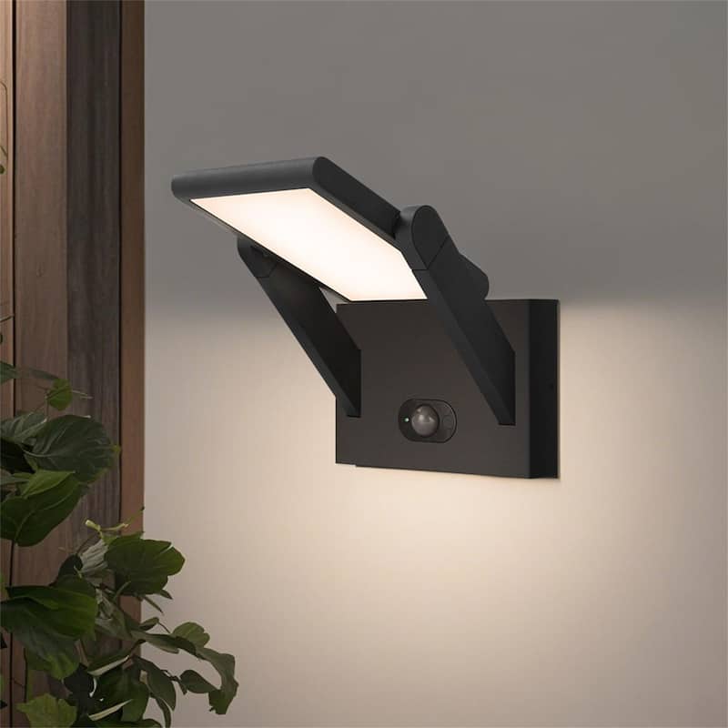 Solar Wall Lights Outdoor Motion Sensor Wall Sconce Dimmable Porch Lights - Black