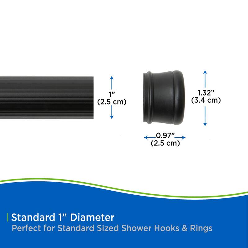 Kenney Twist & Fit No Tools Spring Tension Shower Curtain Rod, 36-63"