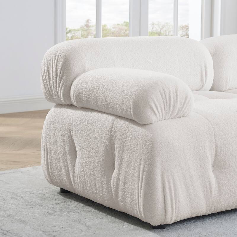 93'' Modular L-Shaped 4 Seat Sectional Sofa with Reversible Ottoman, Button Tufted Design and Comfortable Cushions