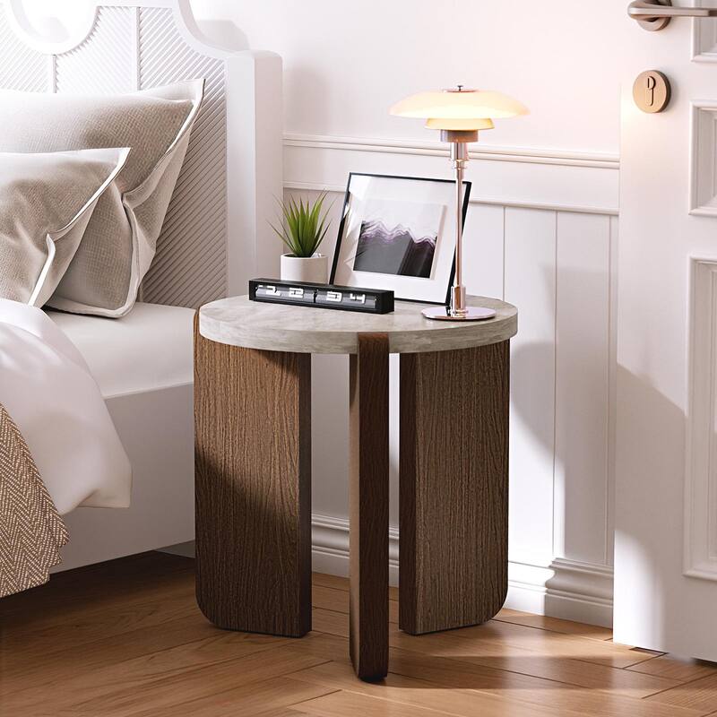 SUNBURY Modern Coffee Table with Walnut Wood Legs - 18''