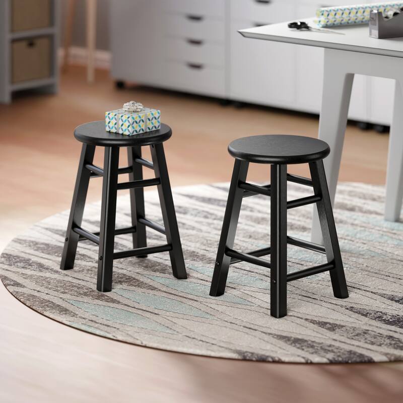 Element 2-Pc Square Legs Dining Stool Set, Black Finish - N/A