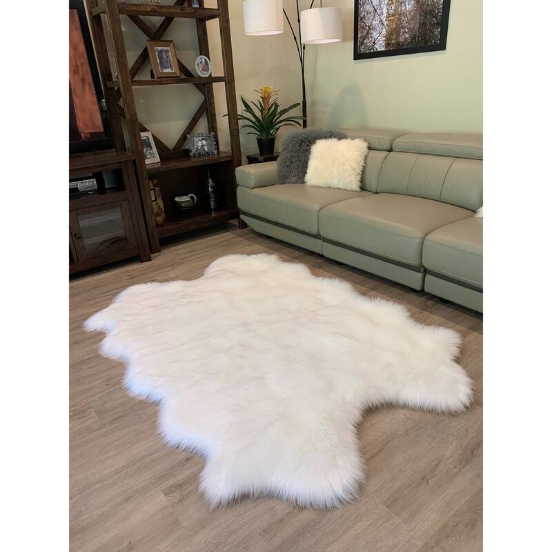 Ovella Home Premium Luxurious Faux Sheepskin 4-Pelt Plush Shag Area Rug - 4' x 6' - 4' x 6'