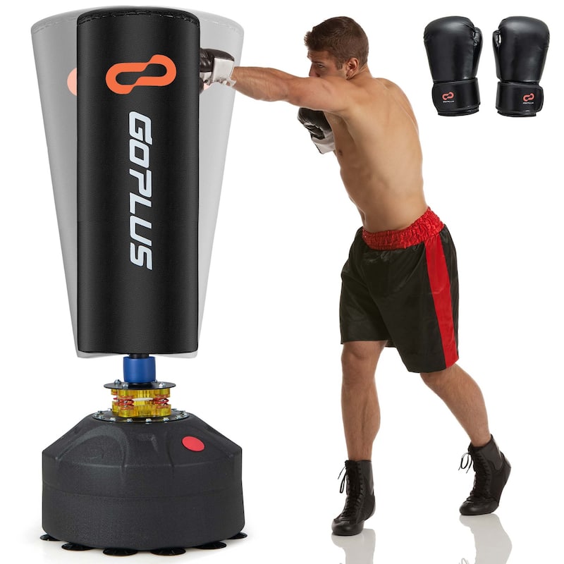 Costway Freestanding Punching Bag with Stand Suction Cup Base 5-layer - See Details - See Details - Black