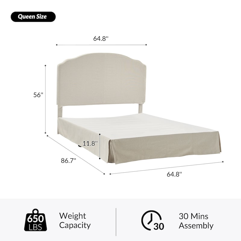Kristian Traditional Bedroom Machine Washable Slipcovered Bed with Variety Fabric Choice Set-QB by HULALA HOME