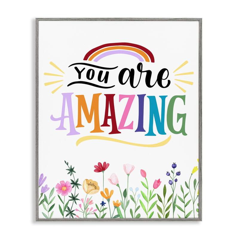 Stupell You Are Amazing Encouragement Framed Giclee Art Design By Kim Allen - 24 x 30 - Grey