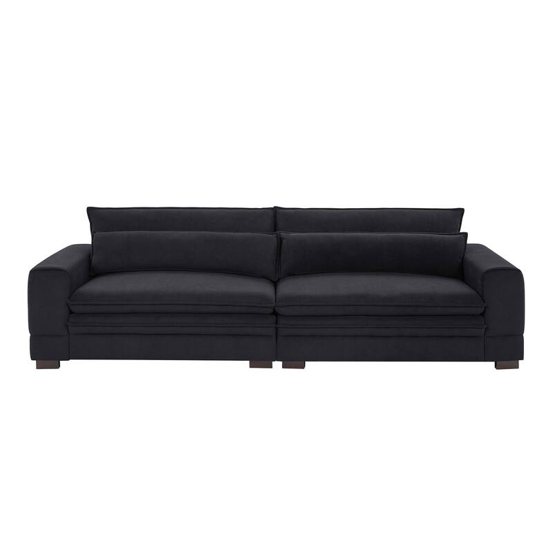 Mid-Century Sofa Couch Modern Upholstered Couch - Black