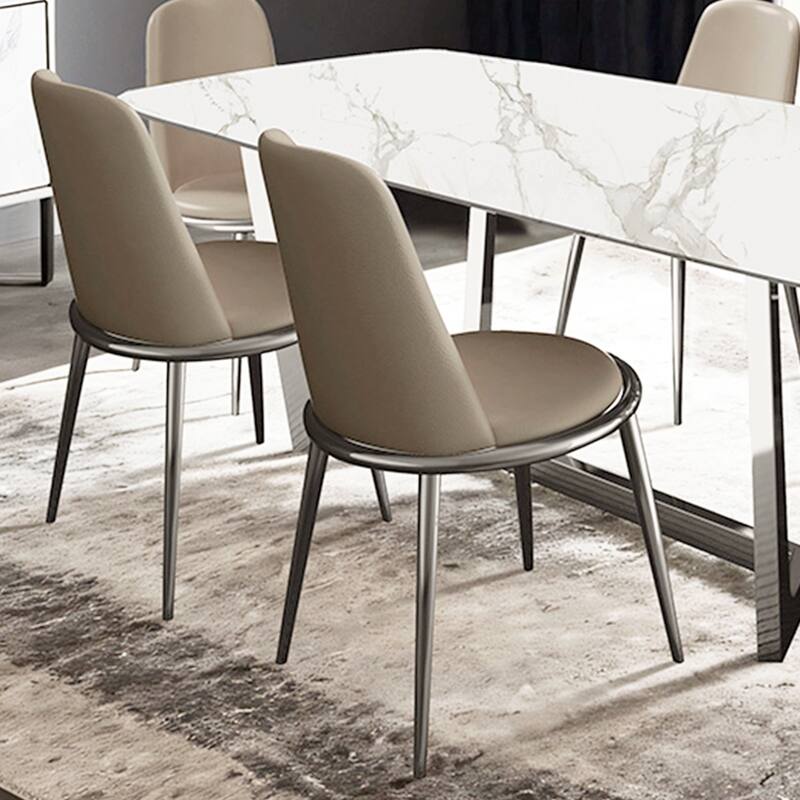 Set of 2 Leatherette and Metal Dining Side Chairs