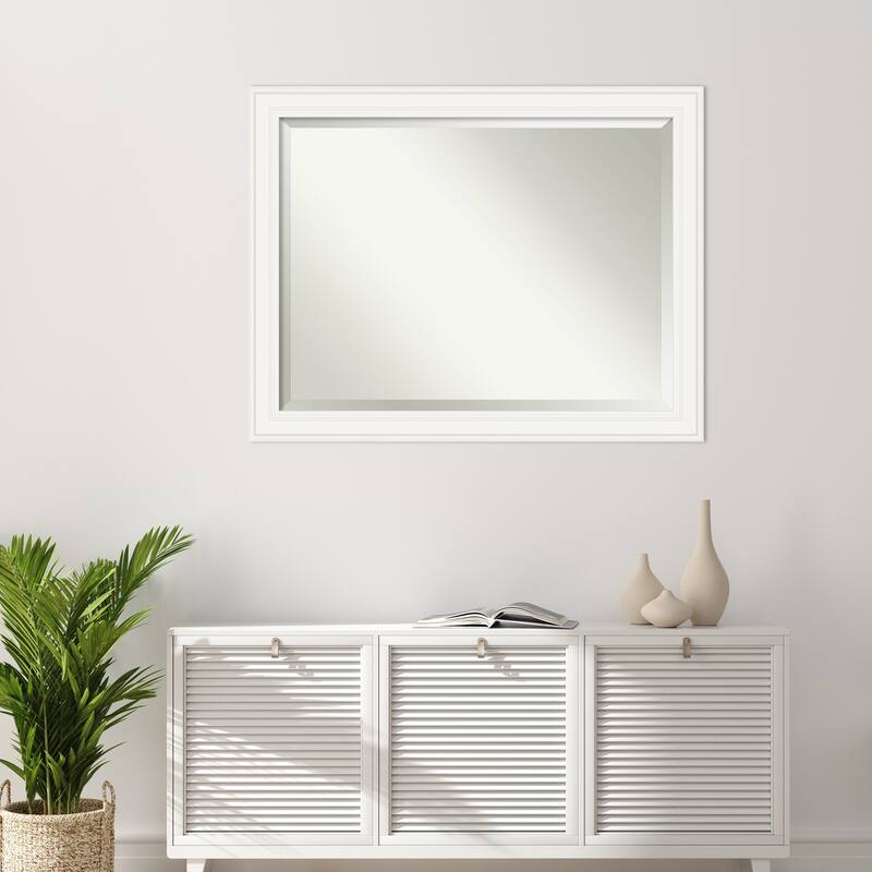 Beveled Bathroom Wall Mirror - Ridge White Frame - Ridge White