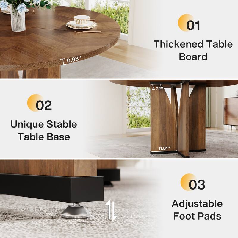 39.4-inch Round Dining Table with Wooden Tabletop for Kitchen Dining Room