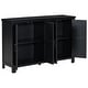 preview thumbnail 20 of 35, 4 Door Storage Sideboard with Adjustable Shelves Pinewood Legs and Retro Metal Handles for Living Room Entryway