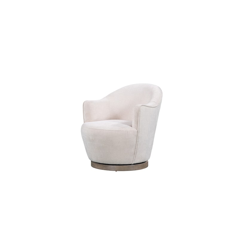 HomeRoots 27" Off White Fabric Swivel Barrel Chair - 27.4 in. x 30.7 in. x 32 in.