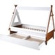 preview thumbnail 3 of 2, Modern Wood Twin Bed, House Shaped Bed Frame, Slat System, Brown, White