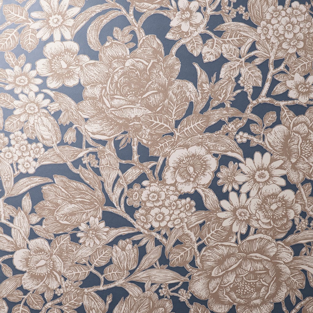 Fine Decor Hedgerow Navy Floral Trails Wallpaper