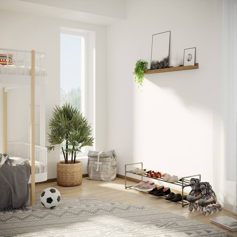 Shoe Rack - 2-Tier Shoe Organizer Shelf Holds 10 Pairs Sneakers, Heels, Boots by Home-Complete (Gray)