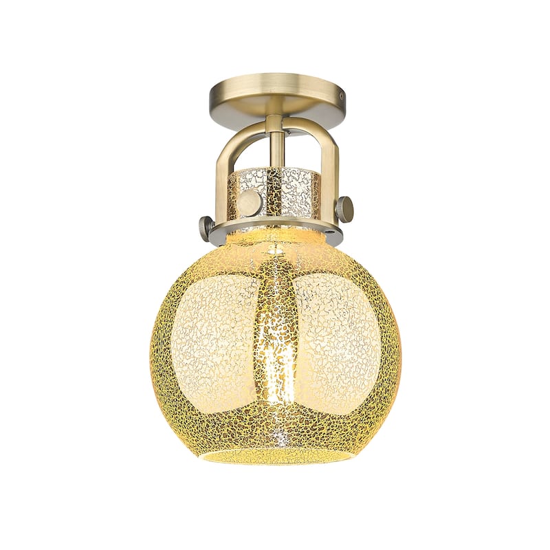 Innovations Lighting 410-1F-12-8 Newton Sphere Flush Mount Newton - Brushed Brass / Mercury