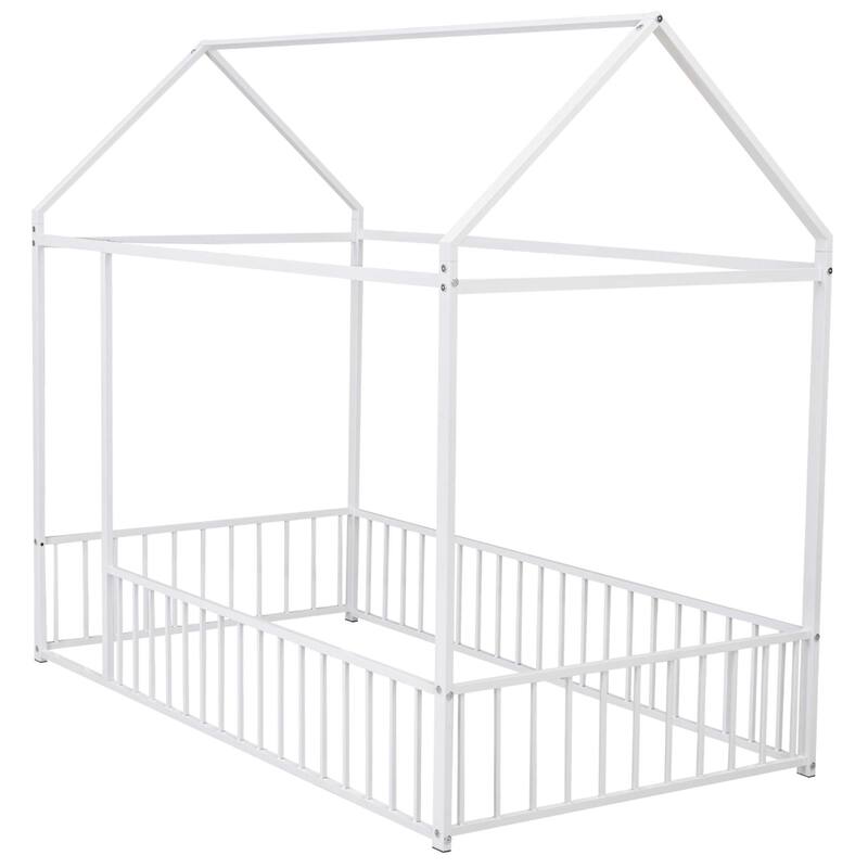 Metal Bed House Bed with Fence