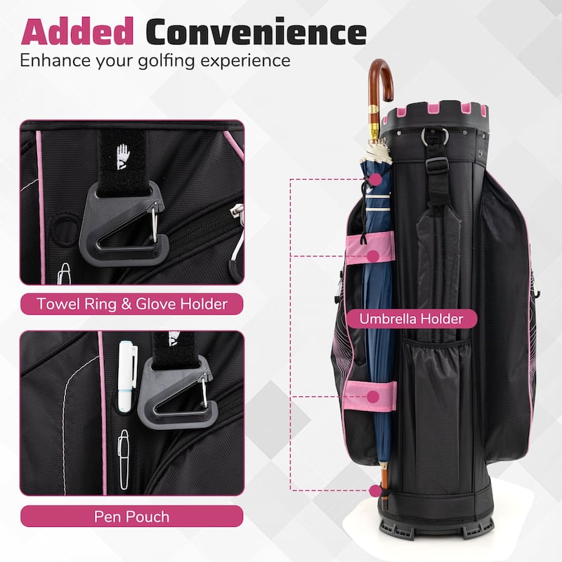 Gymax Golf Cart Bag Molded Lock Top Golf Bag w/14-Way Full Length