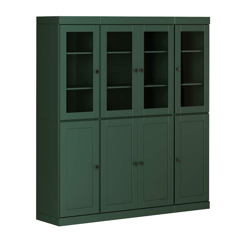 Palace Imports 100% Solid Wood 65" Pantry Cabinet with Clear Glass, Shaker Doors and Adjustable Shelves