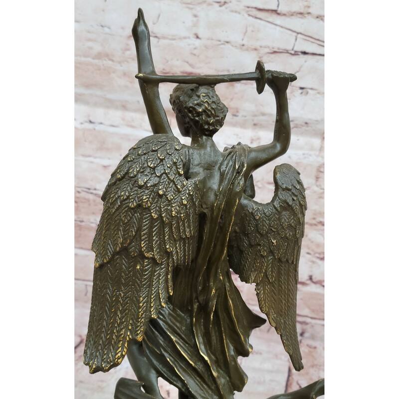 Saint Michael Slaying The Dragon Bronze Sculpture By Carpeaux