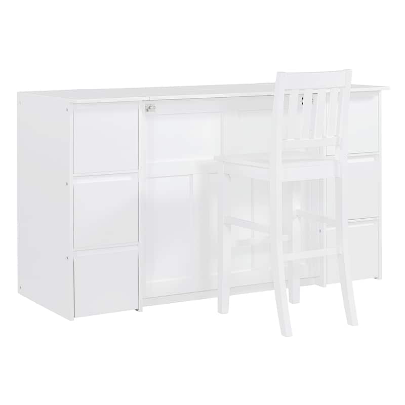 Modern Style Murphy Bed with Drawers, Cabinets and USB Ports for Bedroom