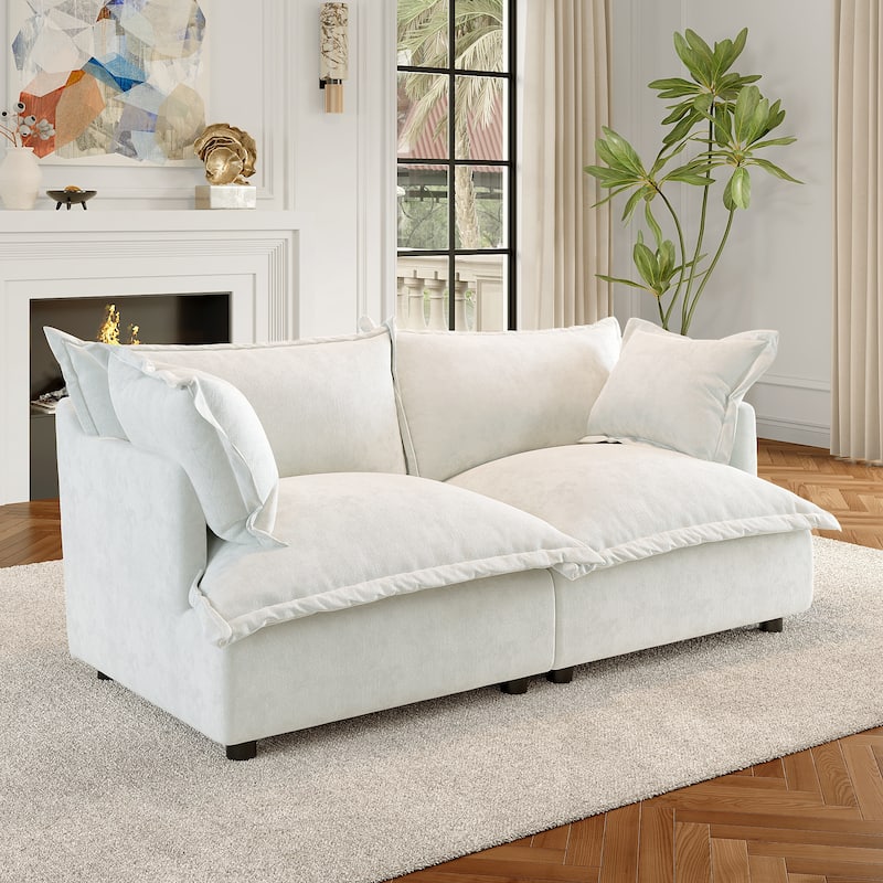 Cloud Chenille Upholstered Modular Sectional Sofa - Beige-2 piece