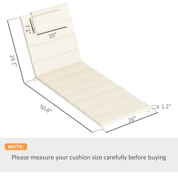 dimension image slide 1 of 5, Outsunny Outdoor Lounge Chair Cushion Set of 2, UPF50+ 230gsm Olefin and 25D Foam, Foldable Patio Chaise Lounge Cushion Set