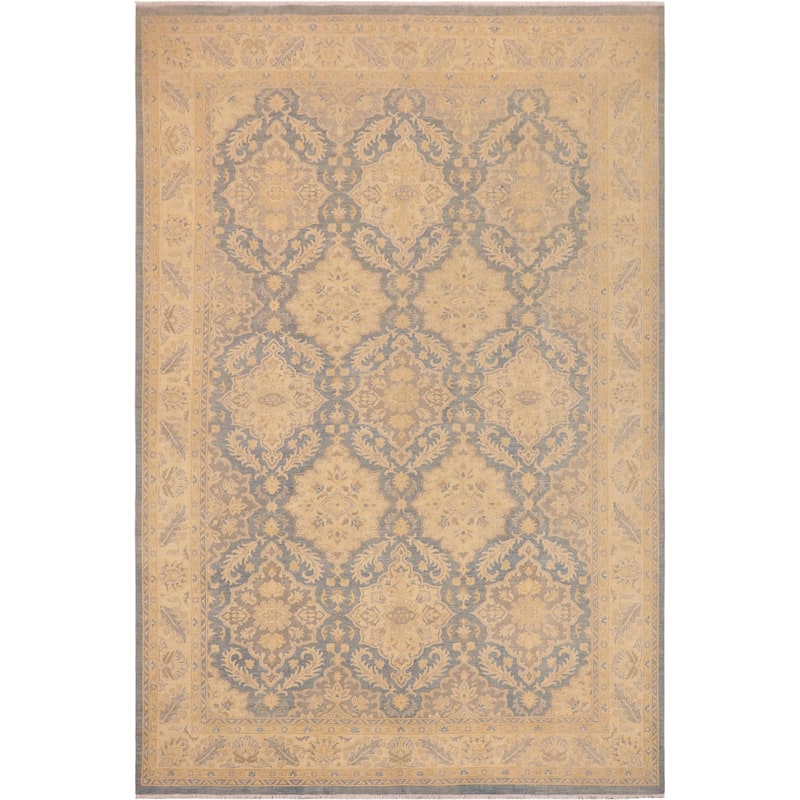 Oriental Ziegler Tova Blue Beige Hand-knotted Wool Rug - 9'10" x 13'8"