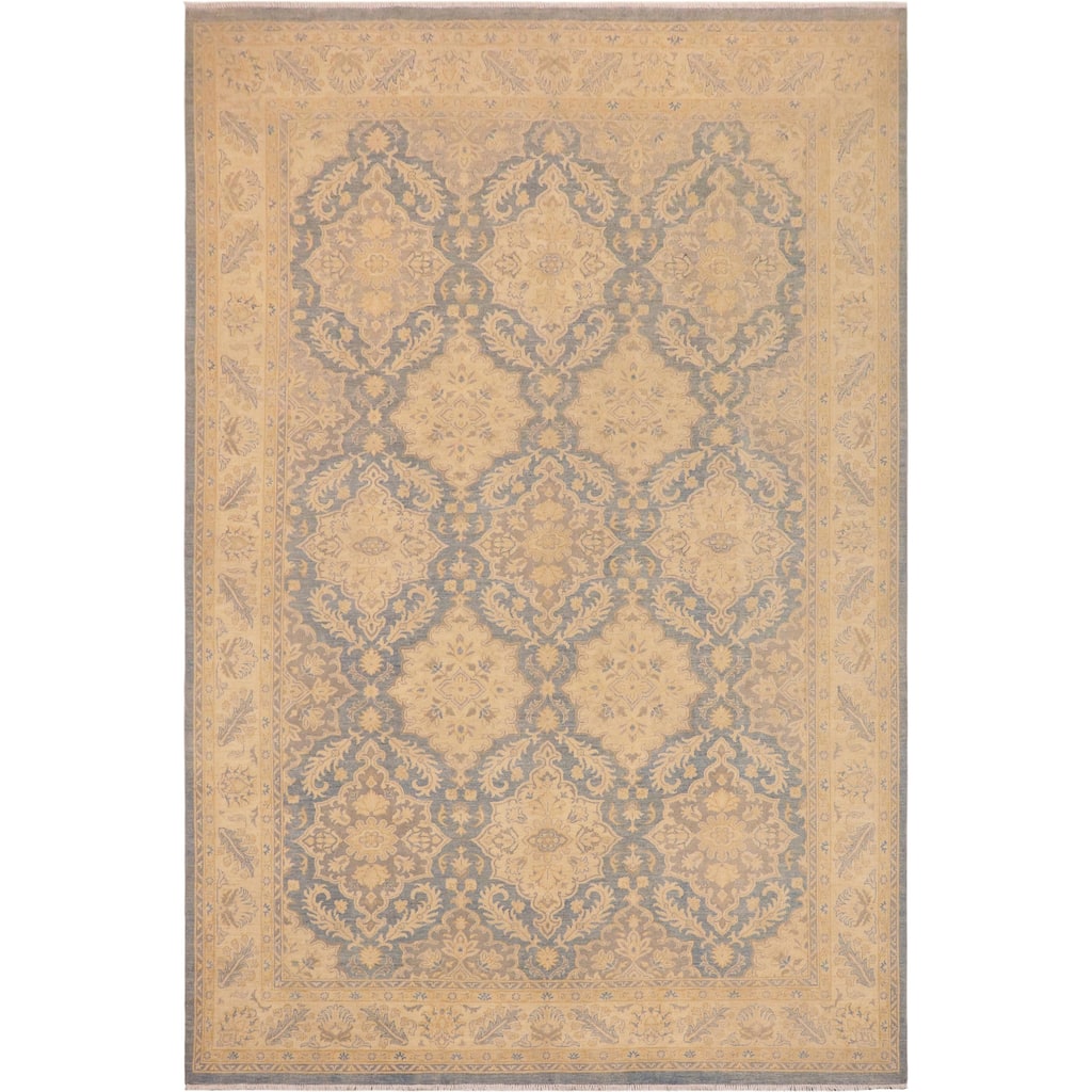 Oriental Ziegler Tova Blue Beige Hand-knotted Wool Rug - 9'10" x 13'8"